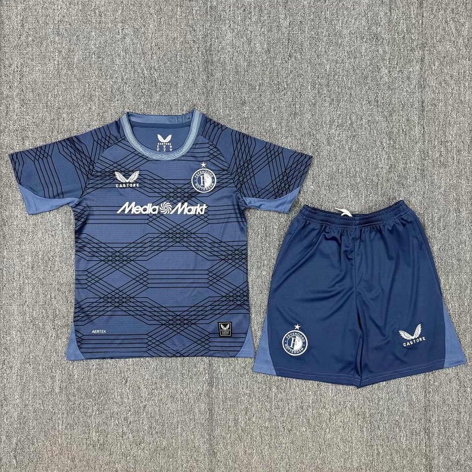 Kids-Feyenoord 25/26 Away Navy Blue Soccer Jersey